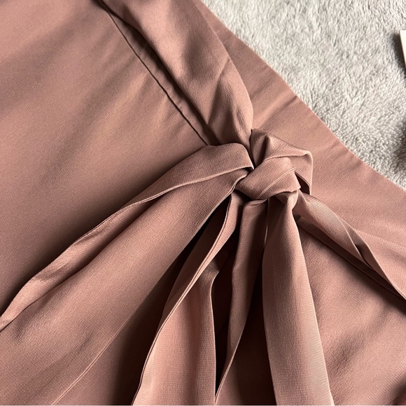 NWT Michelle Mason Silk Draped Ruffle Wrap Effect Mini Skirt Blush Tan Sz 4 - Picture 5 of 14